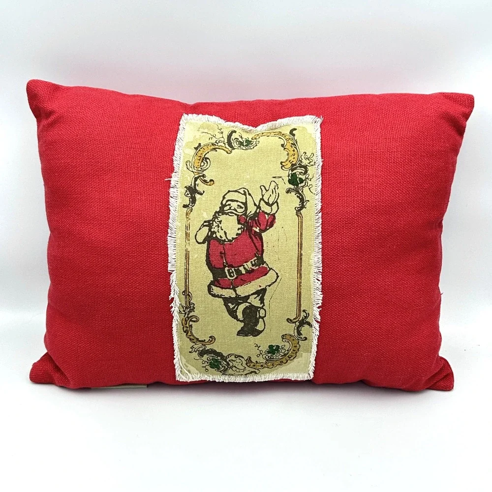 Pottery Barn Christmas Santa Claus Throw‎ Pillow Red Vintage Style Holiday Decor